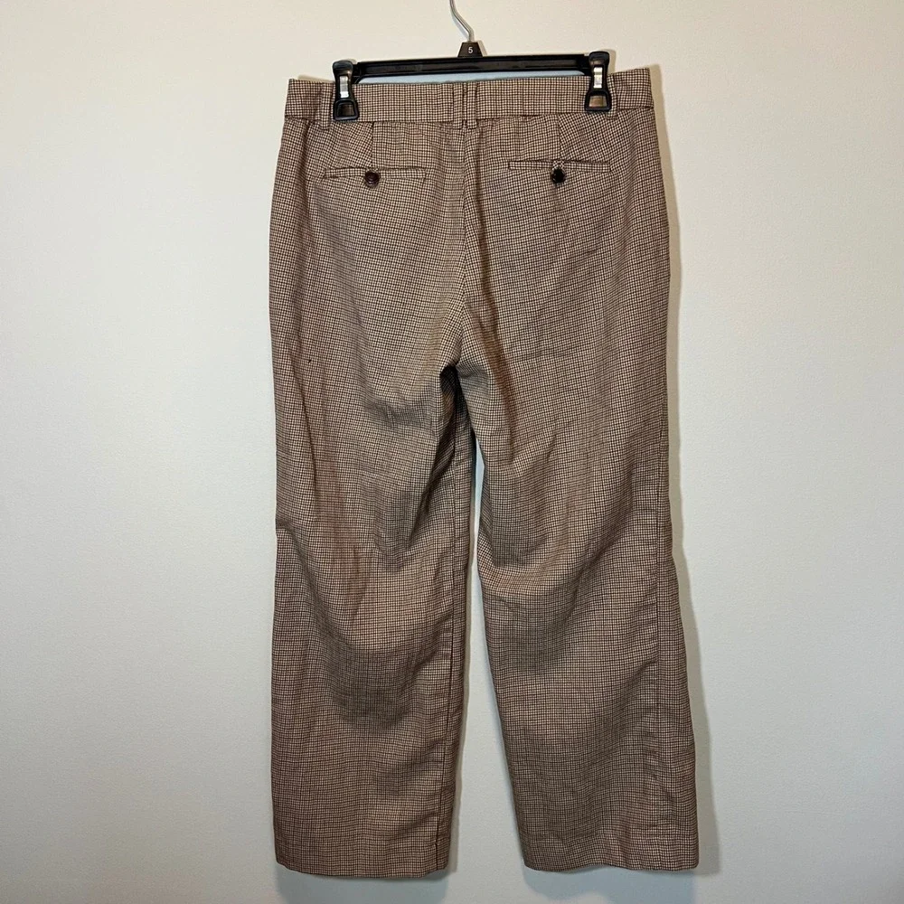 J. Crew Women's Brown Houndstooth Straight Leg Trousers Plaid Dress Pants 6